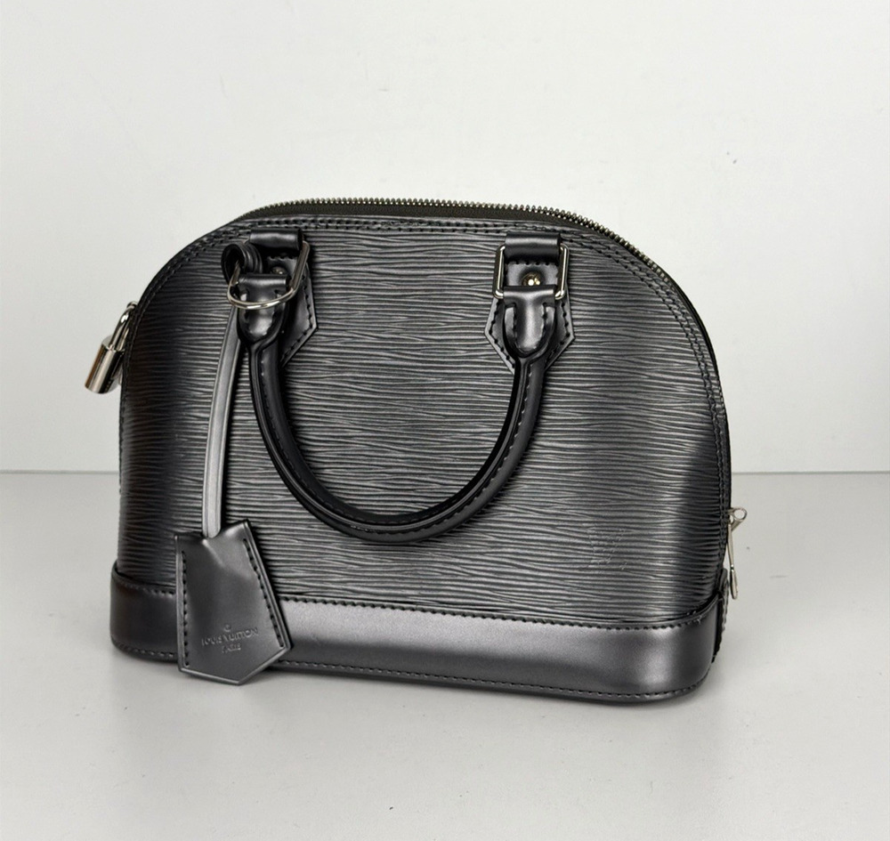 Louis Vuitton Alma BB Top Handle in Grey Epi Leather Silver-Tone Hardw 2015 D8